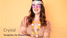  Presentation with bohemian - Slide deck enhanced with young-beautiful-brunette-woman-wearing background and a coral colored foreground