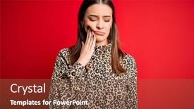  Presentation with illness - PPT theme featuring young-beautiful-brunette-woman-wearing background and a tawny brown colored foreground