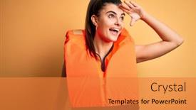  Presentation with safe - Audience pleasing slides consisting of young-beautiful-brunette-woman-wearing backdrop and a gold colored foreground