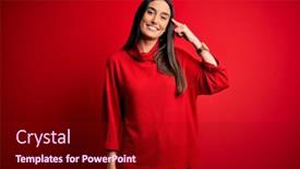  Presentation with great idea - Beautiful presentation design featuring young-beautiful-brunette-woman-wearing backdrop and a crimson colored foreground