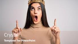  Presentation with golden woman - Slide set having young-beautiful-brunette-woman-wearing background and a coral colored foreground