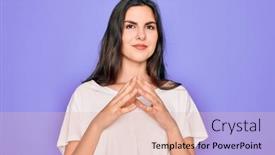 Presentation with optimistic - PPT theme featuring young-beautiful-brunette-woman-wearing background and a lemonade colored foreground