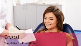  Presentation with surgery - Audience pleasing presentation design consisting of women s health card - young beautiful brunette woman backdrop and a red colored foreground