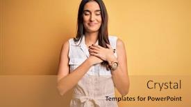  Presentation with vacation - Slides having young-beautiful-brunette-woman background and a yellow colored foreground