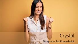  Presentation with vacation - Slide deck consisting of young-beautiful-brunette-woman background and a  colored foreground