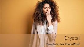  Presentation with curly hair - Amazing presentation having young-beautiful-brunette-woman backdrop and a coral colored foreground