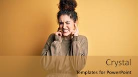  Presentation with hair dress - PPT theme with young-beautiful-brunette-woman background and a gold colored foreground