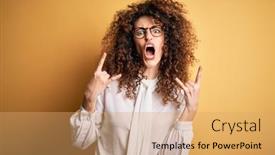  Presentation with rock star - Slide set enhanced with young-beautiful-brunette-woman background and a coral colored foreground