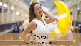  Presentation with new years - Beautiful theme featuring young beautiful brunette woman in white dress posing against a background of a new years interior backdrop and a coral colored foreground