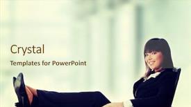 Presentation with lady - Audience pleasing slide deck consisting of young beautiful business lady having backdrop and a  colored foreground