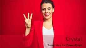 Presentation with business woman standing on maze - Amazing PPT theme having numbers - young beautiful business woman standing backdrop and a crimson colored foreground