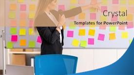  Presentation with beautiful young woman getting face - Slides consisting of young-beautiful-businesslady-in-conflicting background and a coral colored foreground