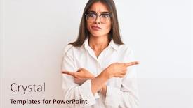  Presentation with glasses - Colorful slide deck enhanced with young-beautiful-businesswoman-wearing-glasses backdrop and a lemonade colored foreground