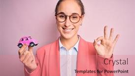  Presentation with glasses - Audience pleasing presentation theme consisting of young-beautiful-businesswoman-wearing-glasses backdrop and a coral colored foreground