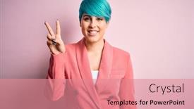  Presentation with blue pink - Presentation design featuring young-beautiful-businesswoman-with-blue background and a coral colored foreground