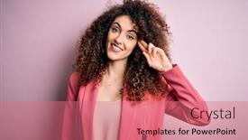  Presentation with great idea - Colorful presentation theme enhanced with young-beautiful-businesswoman-with-curly backdrop and a coral colored foreground