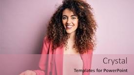  Presentation with curly hair - Cool new slide set with young-beautiful-businesswoman-with-curly backdrop and a coral colored foreground