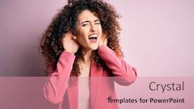  Presentation with curly hair - Audience pleasing PPT theme consisting of young-beautiful-businesswoman-with-curly backdrop and a coral colored foreground