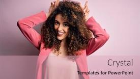  Presentation with curly hair - Audience pleasing presentation design consisting of young-beautiful-businesswoman-with-curly backdrop and a lemonade colored foreground
