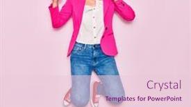  Presentation with hair - Slide set with young-beautiful-businesswoman-with-pink background and a lemonade colored foreground