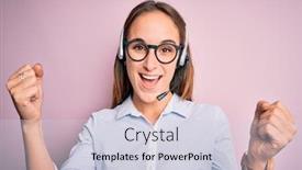  Presentation with call center - Amazing theme having young-beautiful-call-center-agent backdrop and a lemonade colored foreground