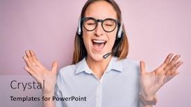  Presentation with call center agent reporting - Presentation design featuring young-beautiful-call-center-agent background and a lemonade colored foreground