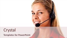  Presentation with call center - Theme with young-beautiful-call-center-female background and a lemonade colored foreground