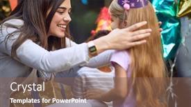  Presentation with cute birthday - PPT layouts enhanced with young-beautiful-caucasian-brunette-adjusting background and a violet colored foreground