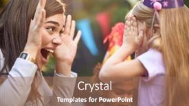  Presentation with cute birthday - Colorful slide deck enhanced with young-beautiful-caucasian-brunette-playing backdrop and a coral colored foreground