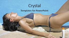  Presentation with pool side - Theme enhanced with sleeping near a swimming pool background and a light blue colored foreground