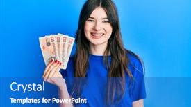  Presentation with united - Presentation theme featuring young-beautiful-caucasian-girl-holding background and a ocean colored foreground