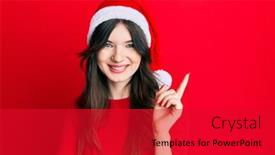  Presentation with christmas girl - Presentation theme consisting of young-beautiful-caucasian-girl-wearing background and a red colored foreground