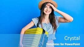  Presentation with cabin - Cool new PPT layouts with young-beautiful-caucasian-girl-wearing backdrop and a teal colored foreground