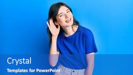  Presentation with swimming beautiful girl swims underwater - Presentation theme with young-beautiful-caucasian-girl-wearing background and a cobalt blue colored foreground