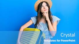  Presentation with cabin - PPT theme enhanced with young-beautiful-caucasian-girl-wearing background and a teal colored foreground