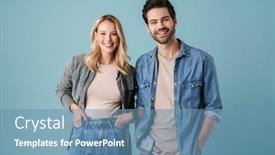  Presentation with man woman - Amazing slide deck having young-beautiful-caucasian-man backdrop and a teal colored foreground