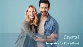  Presentation with young man and a woman - Slides enhanced with young-beautiful-caucasian-man background and a ocean colored foreground