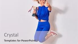  Presentation with sportswear - PPT layouts with young-beautiful-caucasian-sportswoman-wearing background and a light gray colored foreground