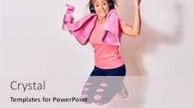  Presentation with water bottle - Cool new presentation with young-beautiful-caucasian-sportswoman-wearing backdrop and a lemonade colored foreground