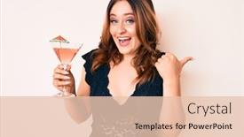  Presentation with drinking alcohol - Presentation design having young-beautiful-caucasian-woman-drinking background and a lemonade colored foreground