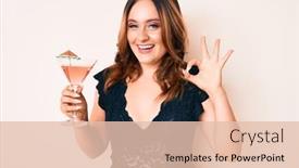  Presentation with drinking alcohol - Cool new slide deck with young-beautiful-caucasian-woman-drinking backdrop and a lemonade colored foreground