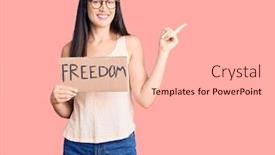 Presentation with freedom - Amazing PPT layouts having young-beautiful-caucasian-woman-holding backdrop and a lemonade colored foreground