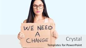  Presentation with change attitude - PPT theme consisting of young-beautiful-caucasian-woman-holding background and a lemonade colored foreground