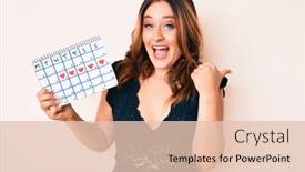  Presentation with mouth - PPT theme with young-beautiful-caucasian-woman-holding background and a lemonade colored foreground