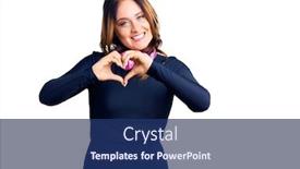  Presentation with heart love - Colorful presentation enhanced with young-beautiful-caucasian-woman-wearing backdrop and a navy blue colored foreground