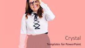  Presentation with eye - Beautiful presentation design featuring young-beautiful-caucasian-woman-wearing backdrop and a light gray colored foreground