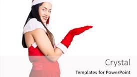  Presentation with woman hands open - Beautiful presentation theme featuring young-beautiful-caucasian-woman-wearing backdrop and a white colored foreground