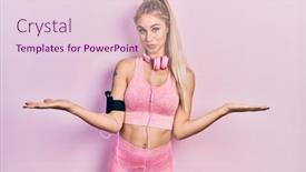  Presentation with headphones - Colorful PPT layouts enhanced with young-beautiful-caucasian-woman-wearing backdrop and a lemonade colored foreground