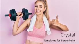  Presentation with young woman wearing boxer gloves - Slide deck featuring young-beautiful-caucasian-woman-wearing background and a lemonade colored foreground