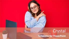  Presentation with confident love - Theme having young-beautiful-caucasian-woman-working background and a coral colored foreground